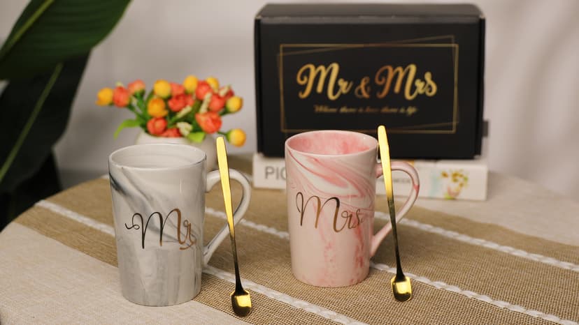 Christmas Gift for Couples Newlyweds Husband Wife His and Hers Couples Gift Bride to Be Bridal Shower Engagement Anniversary Linkax Wedding Gifts for Couples 2026, Mr and Mrs 13.19 Oz Coffee Mugs B0DM645NTY