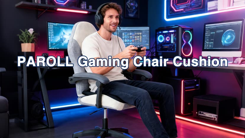 Gaming Chair Seat Cushion Pillow for Men Game Gaming Computer Chair Cushion Pad Extra Large Wide Memory Foam with Strap Long Sitting Gamer Black