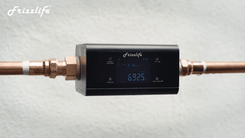 Frizzlife LP365 Smart Water Monitor and Automatic Shutoff - 0.01GPM Ultrasonic Micro Leak Detection, APP Wi-Fi Remote Control, Real-Time Flow/Temp Monitoring, 24/7 Water Usage Reports, 3/4" and 1"