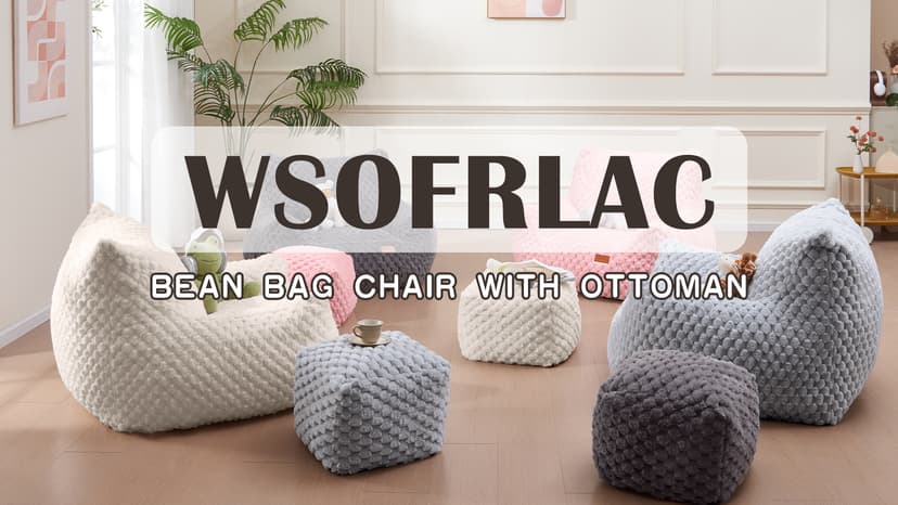 Gaming Chair Comfy Bean Bag Couch Sofa Chair for Bedroom, Modern Faux Fur Reading Bean Bag Chairs for Adults Teens, Living Room Adult Bean Bag Chair with Footrest