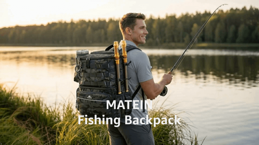 Water Resistant Fishing Bag Fits 4 3600 Trays, Large Wide Open Tackle Box Backpack, Gifts for Fishermen MATEIN Fishing Backpack, Tackle Storage Bag with Rod Holders & Cooler B09PTHT4H5