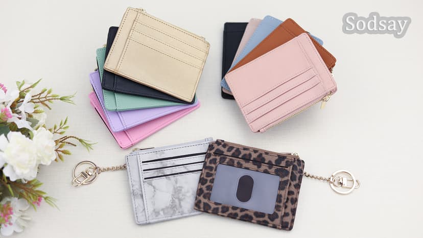 Sodsay Card Case Slim Front Pocket Wallet for Women Credit Card Holder with Keychain