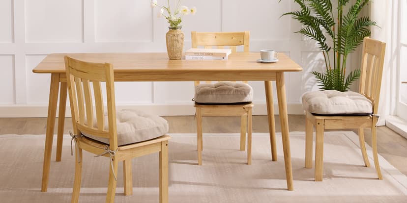 IASEAHK Chair Cushions, Memory Foam Dining Chair Cushions, Tufted Indoor Chair Pads, Set of 4, 16.5' x 16.5' x 3.5', Beige