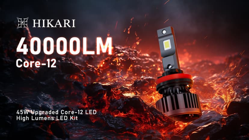 HIKARI WINGS 2026 40000LM H11/H8/H9 LED Bulbs, 45W Upgraded Core Chips, High Lumens Kit, 6000k Cool White, IP68 Waterproof, H16 Foglight