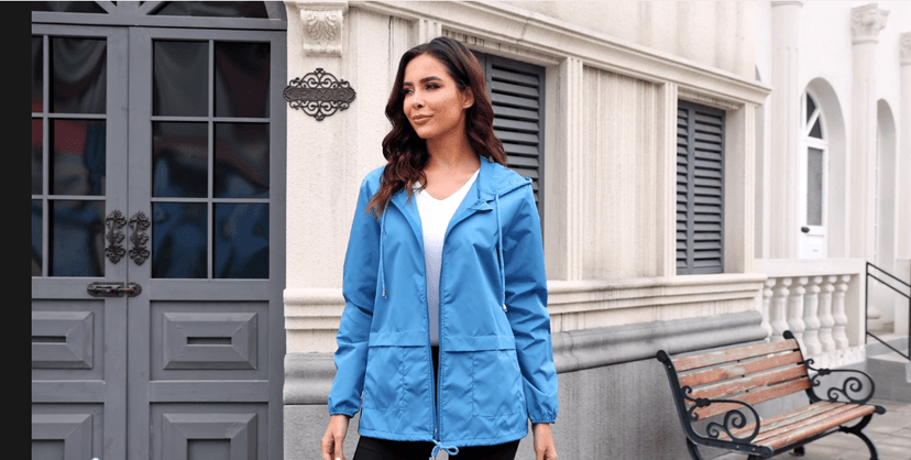 JMinger Women's Raincoats Lightweight Waterproof Windproof Adjustable Windbreaker Rain Jackets Hooded with Pockets S-XXL