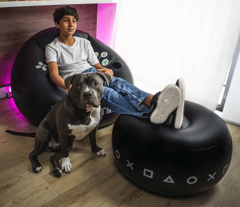 Inflatable Gaming Chair for Kids & Teens with Cup Holders and Side Pocket - This Air Gaming Bean Bag Chairs for kids is The Perfect Furniture for Gamer Room Decor - Perfect Gaming Stuff for boys 4-12