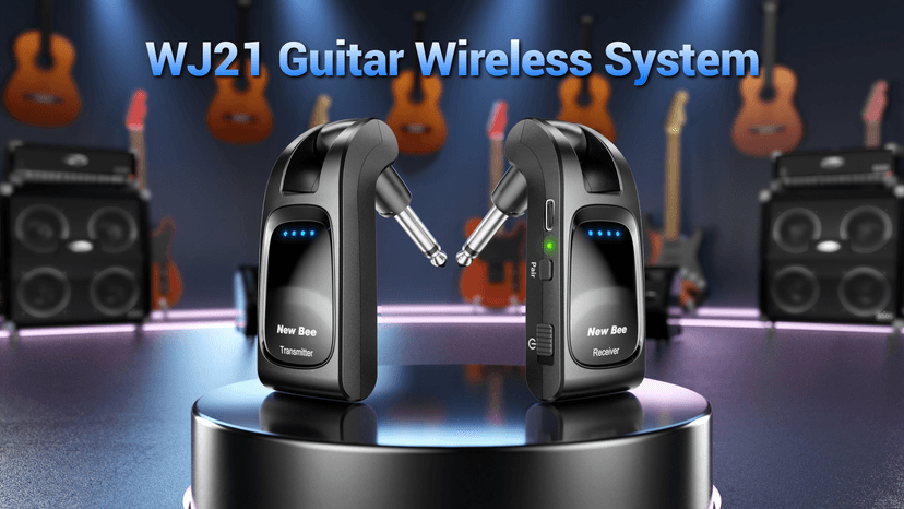 Wireless Guitar System 2.4 GHz with 6 Channels Rechargeable Audio Wireless Guitar Transmitter Receiver for Bass Electric Instruments