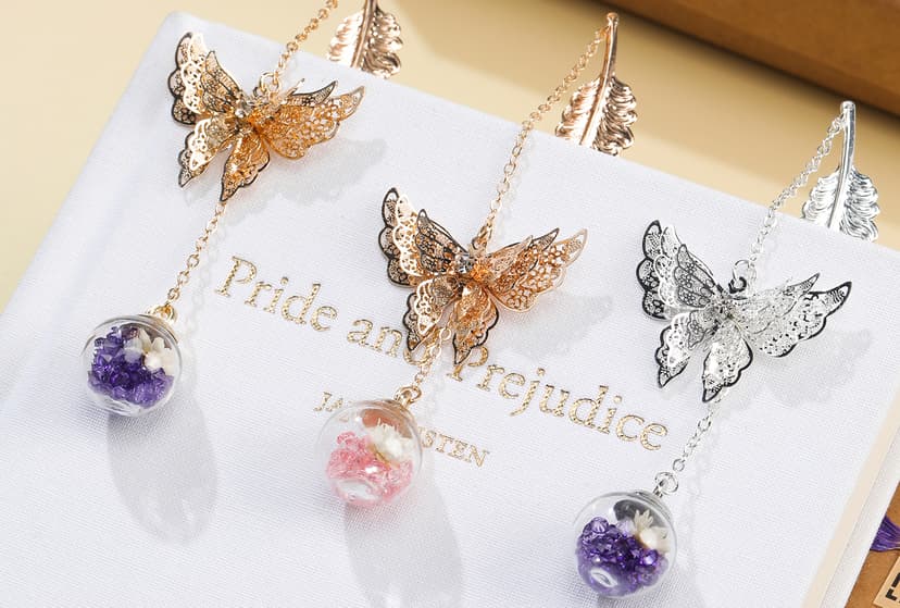 Metal Feather Bookmark with Butterfly Charms Mothers Day Gifts Teacher Appreciation Gifts for Women End of Year Teacher Gifts Birthday Gifts Bookmarks for Women Grils Mom Readers Book Lovers