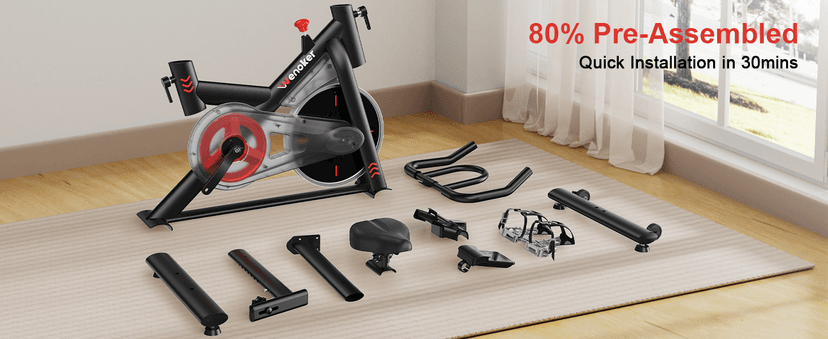 Exercise Bike for Home – 350LB Indoor Cycling Bike, Silent Stationary Spin Bike with App Sync, Adjustable Seat, LCD Monitor, Smooth & Quiet for Cardio Workout