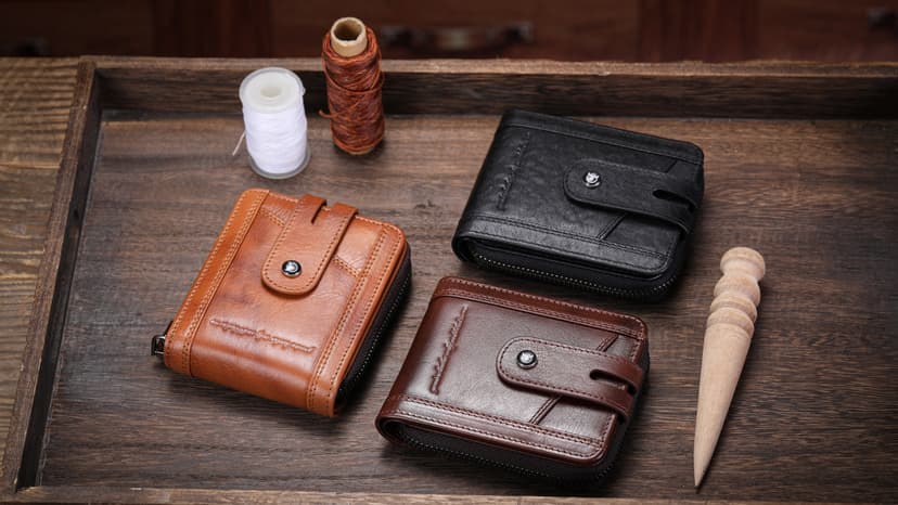 BULLCAPTAIN Genuine Leather Men's Wallet with Zipper Vintage RFID Blocking Large Capacity Wallet for Men with 14 Credit Card Slots and 1 ID Window T23 (Coffee)