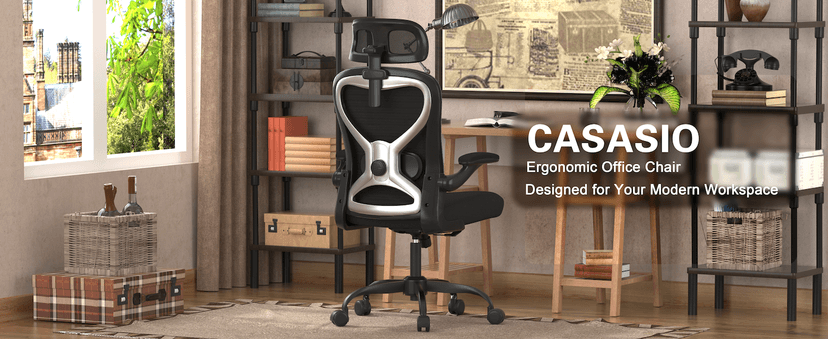 Ergonomic Office Chair for Back & Neck Pain Relief, Virgin Foam Seat, 2D Adjustable Lumbar & 3D Headrest, Tilt & Rock for Relaxation, Ideal for Long Sitting Comfort, Gray/Silver