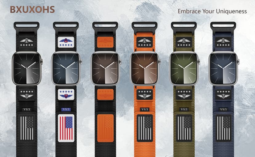 Rugged Nylon for Apple Watch Ultra 2/ Ultra 3 Band Series 11/10/9/8/7/6/5/4/3/SE iWatch Bands Men,Soft Woven Stars-Stripes Flag Wristbands Strap for Apple Watch Ultra 3/2/1 49mm 46mm 45mm 44mm 42mm