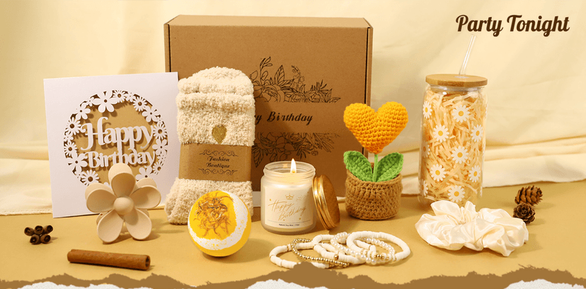 Birthday Gifts for Women, Unique Happy Birthday Gift Baskets for Teen Girls, Women, Her, Best Friend, Daughter, Sister, Self Care Package Cute Daisy Aesthetic Glass Cups Gift Box 9pcs Set B0FL1NQ5X4