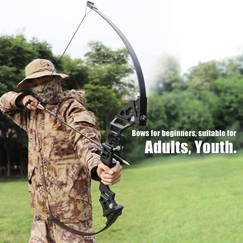 Archery Bows and Arrows Set for Adults, Recurve Bow Set for Adult Beginner & Youth, Takedown Hunting Bow and Arrow Set Outdoor, 30 40 Lbs Right Hand, Aluminum Alloy Bow Riser