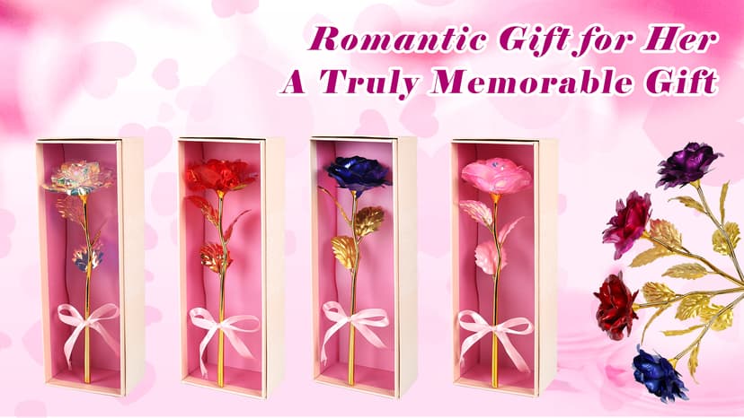 Beferr Gifts for Women Mom Galaxy Rose Glass Crystal Flowers with Heart-Shaped Base Eternal Roses Forever Flowers Mother's Birthday Gifts for Grandma Daughters Wife Sister Kids