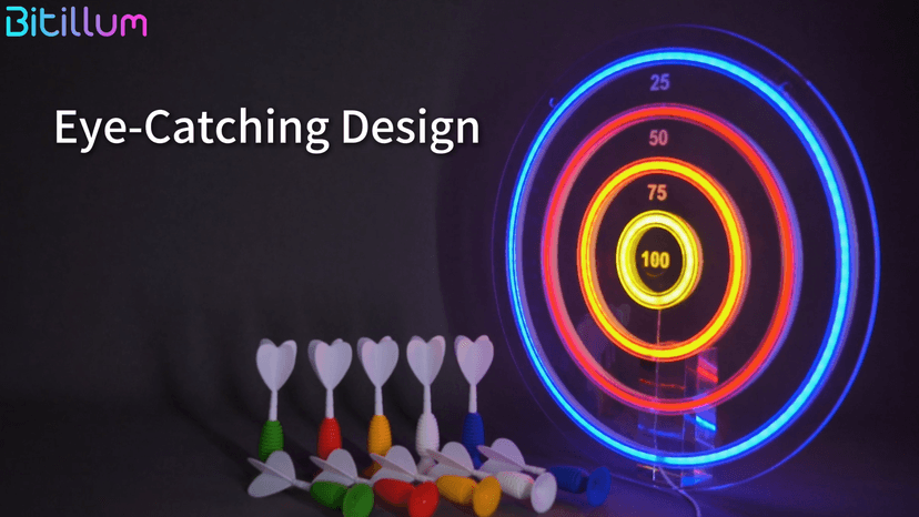 BITILLUM Dartboard Neon Sign for Wall Decor - Stylish LED Light & Playable Dartboard Combo with 10 Suction Cup Darts for Game Rooms, Bars, Man Caves, Home Theaters