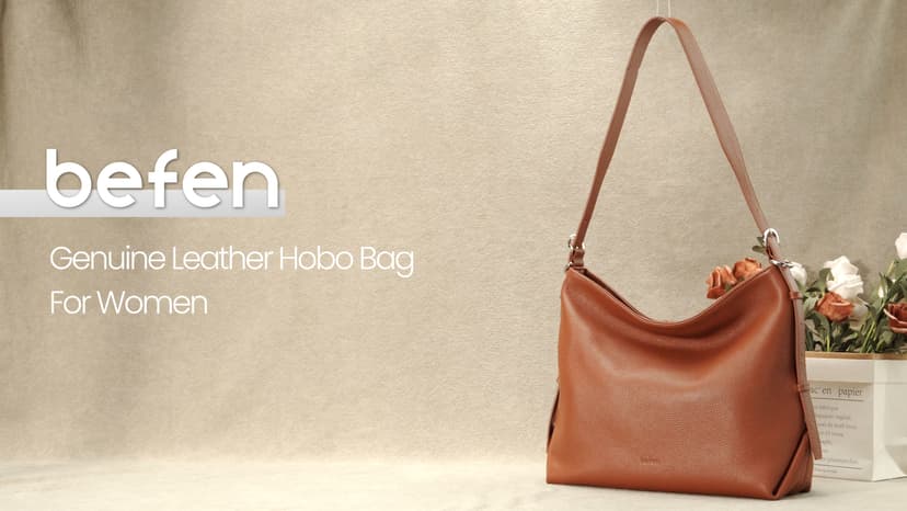 befen Genuine Leather Crossbody Hobo Purses for Women, Ladies Shoulder Bags Handbags with 2 Shoulder Straps