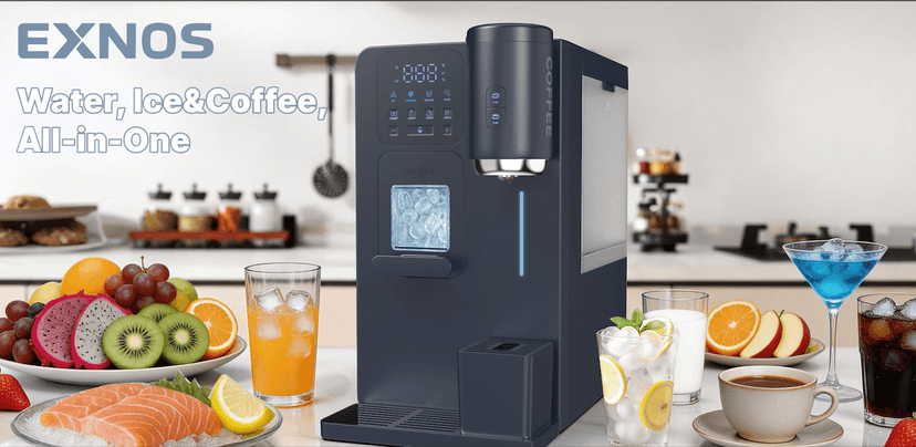 3-in-1 Water Dispenser with Ice Maker – Compact Coffee Brewer, K-Cup® Pod Compatible, Hot/Cold/Warm Water, Adjustable Water Volume, Bullet Ice Ready in 8–12 Minutes, for Home & Office