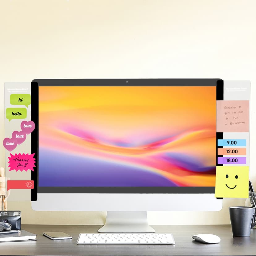 Computer Monitor Memo Board Computer Sticky Note Holder Office Desk Accessories 2pcs Computer Monitor Memo Board Office Supplies B0BRMX3SWH