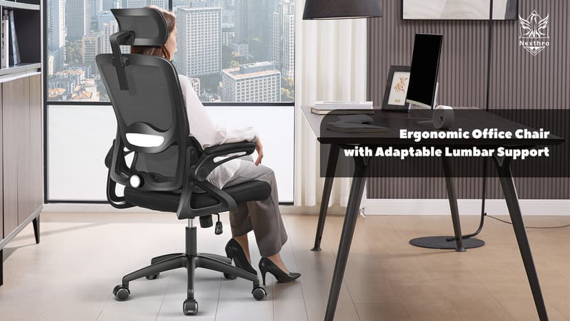 Ergonomic Office Chair,Mesh Office Chair with Lumbar Support,High Back Desk Chair with Flip-up Arms,400 lbs Big and Tall Computer Chair with Headrest,Comfy Desk Chairs