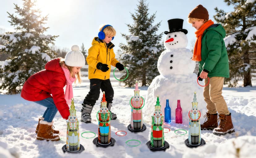 Christmas Ring Toss Games for Family Kids Party 5 Pack Inflatable Nutcrackers Toss Game Adults for Indoor Outdoor Garden Toys Gifts Holiday Decorations