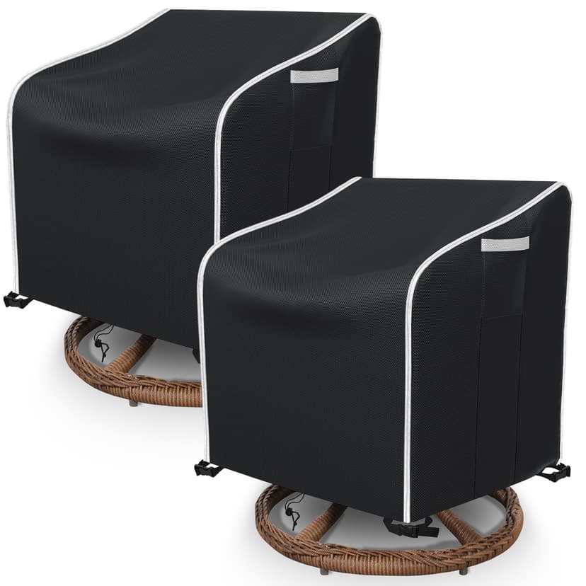STARTWO Patio Outdoor Chair Covers, Outdoor Furniture Covers Waterproof adapter for Lawn Lounge Seat, Wicker, Swivel, Adirondack, Rocking Chairs, 1 Pack 32"L x 37" W x 36"H inch, Black