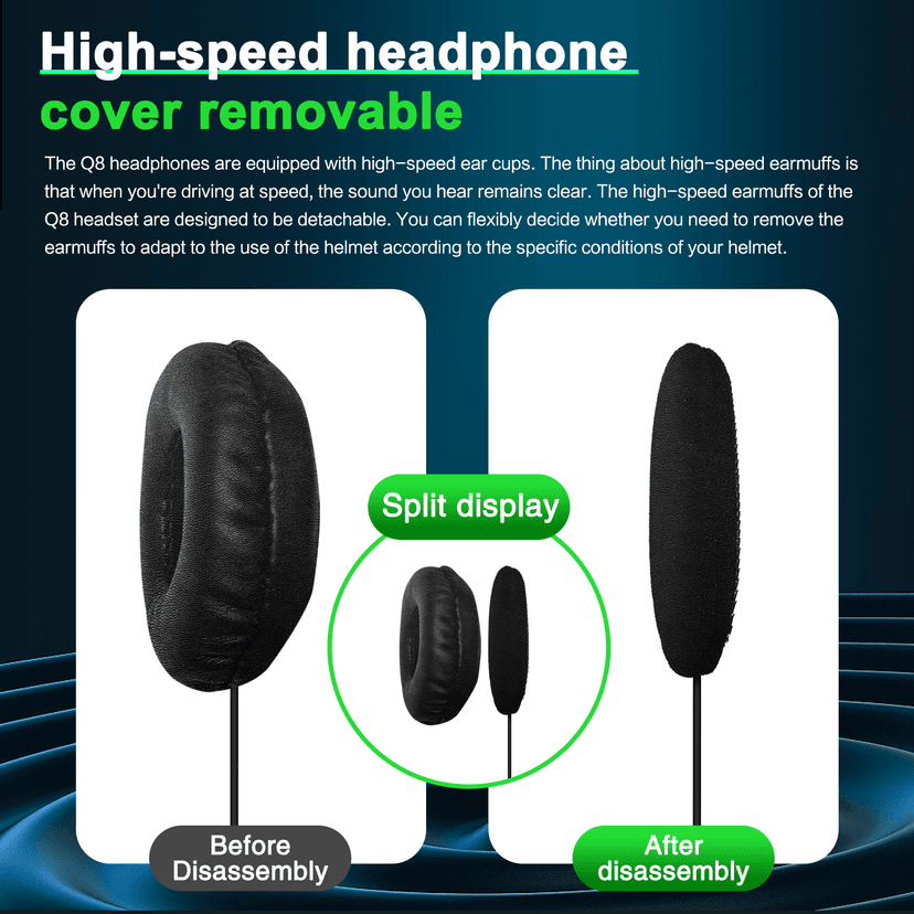 SolaMr Q8 Motorcycle Helmet Bluetooth Headset, 230hours Standby, 6 Riders Mesh Communication Systems with Audio Multitasking, Music Sharing, Noise Cancellation, FM Radio, Loud Interphone -2 Pack