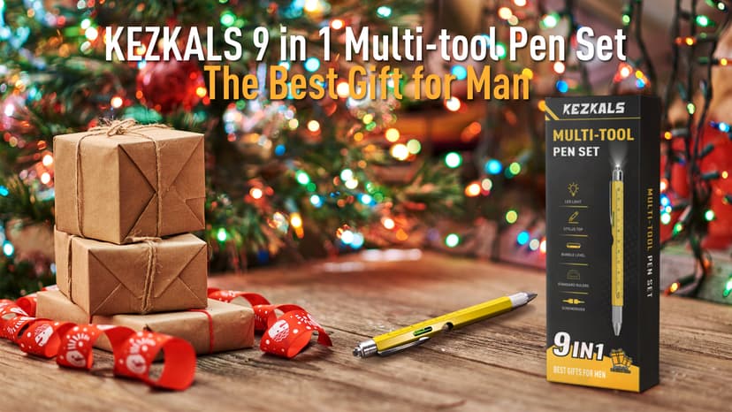 Birthday Gifts for Mens, 9-1 Multi Tool Pen, Mens Gift for Him Dad Husband, Anniversary Christmas Gift for Him, Cool Gadgets KEZKALS Gifts for Men 9 in 1 Multitool Pen Stocking Stuffers for Men Adults B09QM6GZ4R
