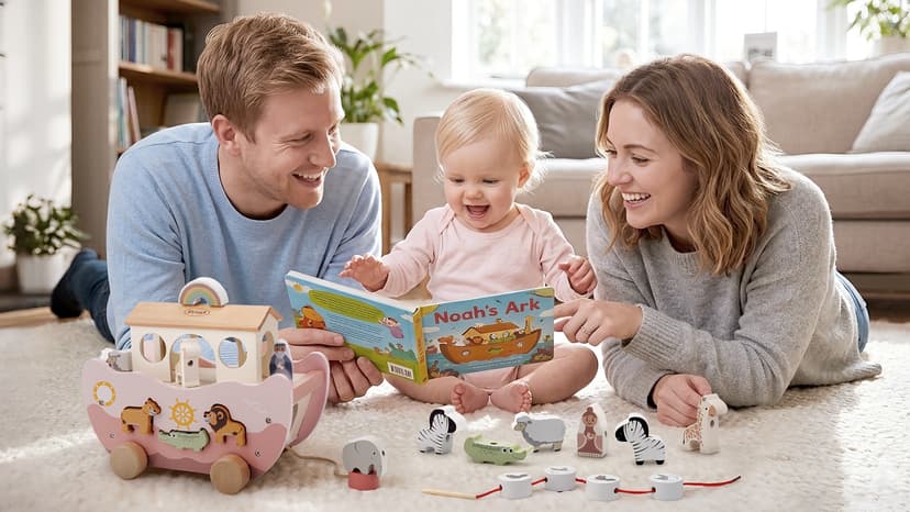 Montessori Educational Toy, Animal Shape Sorter, Christian Toys for Toddler Boy 1-3 Years Old, Christmas Birthday Gift Joyreal Pink Wooden Noah's Ark Toy for 1 Year Old Baby Girl Baptism Gifts B0GCYH2DBZ