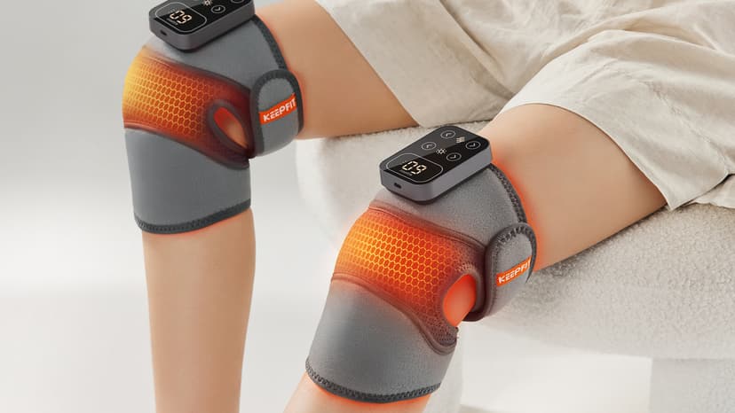 Cordless Knee Massager with Heat Vibration for Pain Relief, MAXwarm 4.0[2025 Upgraded] - Electric Heated Knee Brace with 5 Heat Levels and 3 Massage Mode, Gifts for Men Women (Grey, Pair)