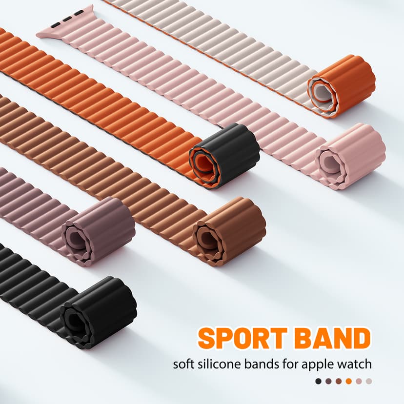 Magnetic Sport Bands for Apple Watch Band 40mm 38mm 41mm 42mm 44mm 45mm 46mm iWatch bands for Women Men,Silicone Loop Strap Wristband for Apple Watch Series 11 10 9 8 7 6 5 4 3 SE 3/2nd Ultra/3/2 49mm