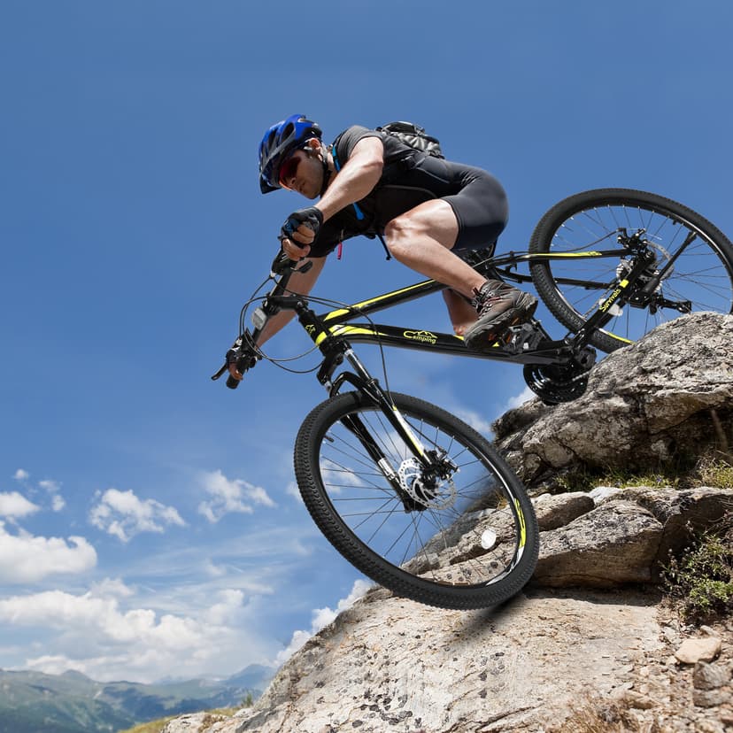 Ktaxon Mountain Bike 24/26/27.5 Inch Men & Women Mountain Bike with 21-Speed Adult Bikes, Double Disc Brake, Suspension Fork and High Carbon Steel Frame