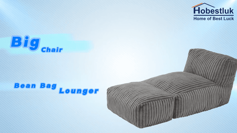 Hobestluk Big Bean Bag Lounger Chairs Large Beanbag Chair for Adults Bean Bag Sofa with Memory Foam Filled for Living Room, Bedroom or Balcony (Stripe Grey)