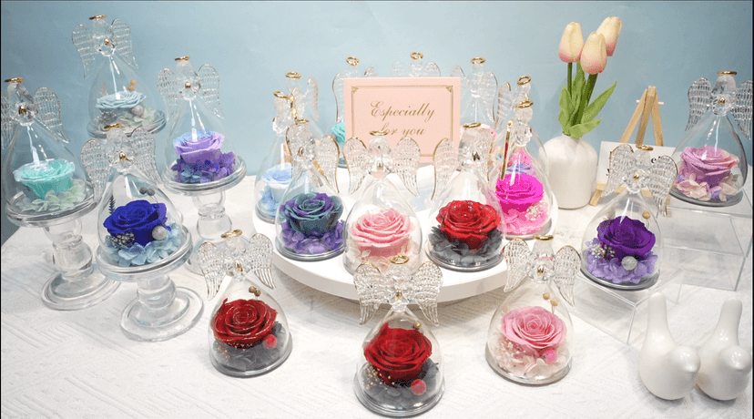 Miofula Preserved Flower Rose Birthday Gifts for Mom, Angel Figurines with Forever Real Rose Gifts for Her Mom Grandma, Unique Angels Gifts for Mothers Day Christmas Anniversary Birthday (Red)