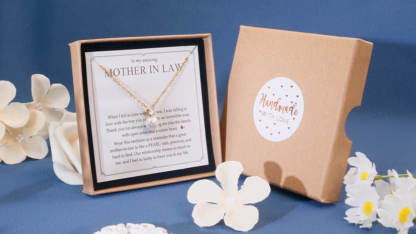 Bonus Mom Necklace from Daughter, Mother in Law Necklace from Son, Step Mom, Mother of the Groom Gifts, with Cubic Zirconia PEALICIOUS Single Pearl Necklace as Birthday Wedding Gift for Bonus Mom MIL B0F32L38F2