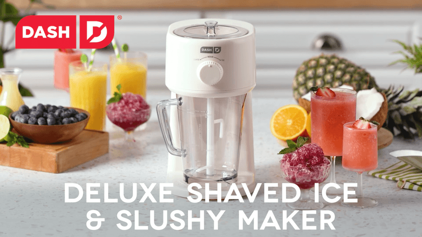 Dash Deluxe Shaved Ice & Slushy Maker - Easy-to-Use Slushy & Snow Cone Maker - Includes Serving Pitcher & Recipe Guide for Homemade Treats - Aqua