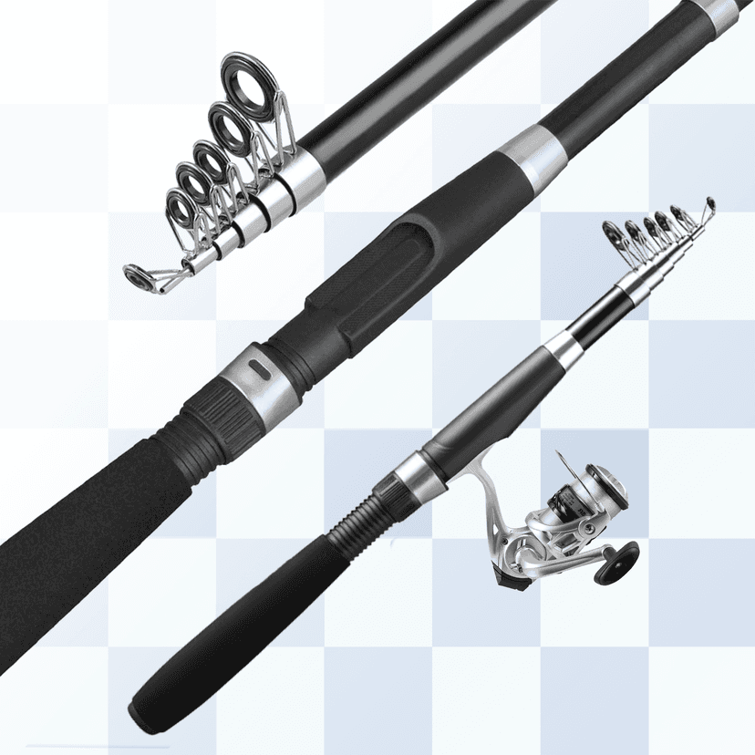 Telescopic Fishing Rod and Reel Combo Set, 2PCS Collapsible Fishing Poles, Fishing Kit with Spinning Reel Fishing Pliers and Lip Gripper, Travel Saltwater Freshwater Fishing Gear for Adults Beginners