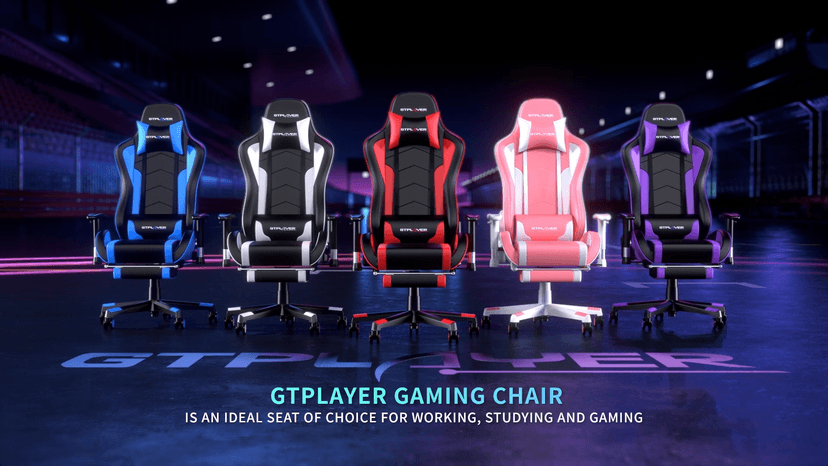 GTPLAYER Gaming Chair with Bluetooth Speakers, Adjustable Backrest and Height, 3D Armrests, Footrest, Ergonomic Computer Chair for Gamers (Brick Red)
