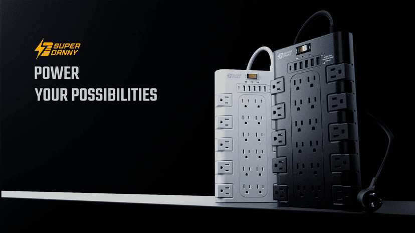 Power Strip, SUPERDANNY Surge Protector with 22 AC Outlets and 6 USB Charging Ports, 1875W/15A, 2100 Joules, 6.5Ft Flat Plug Heavy Duty Extension Cord for Home, Office, Dorm, Gaming Room, Black