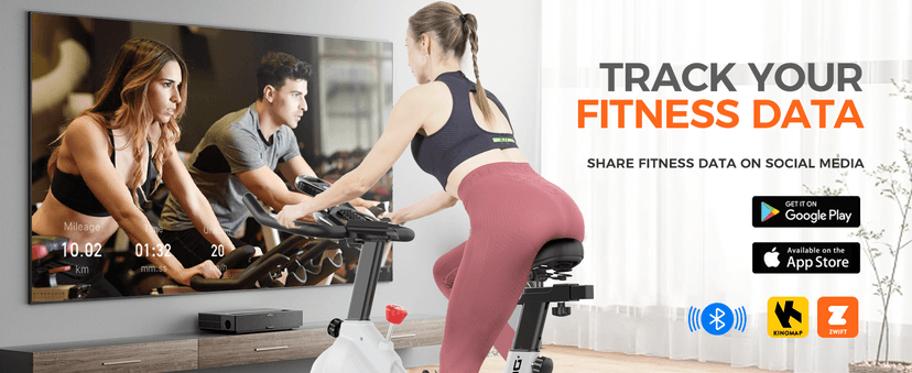 POOBOO Exercise Bike, Stationary Bike for Home Gym, Indoor Cycling Bike w/Comfortable Seat Cushion & Tablet Mount, Silent Belt Drive Indoor Bike for Cardio Workout