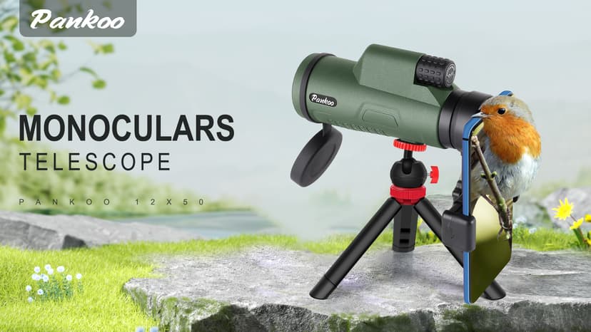 Pankoo 12x60 HD Monocular Telescope for Adults high Powered | Comes with Smartphone Adapter Tripod Hand Strap | Suitable for Bird Watching Sports Hiking Traveling