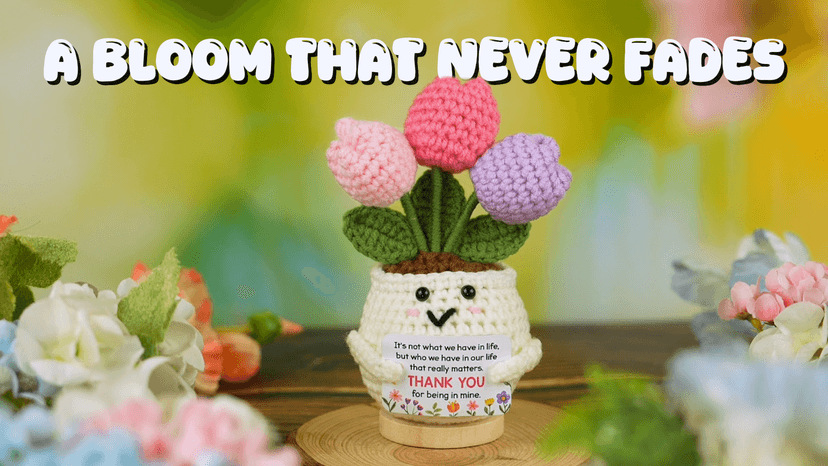 Gifts for Friends, Bestie, BFF, Bestfriend, Female, Girls - 5.51'' x 4.13'' Knitted Positive Tulip Friend Crochet Doll Best Friend Friendship Gifts for Women, Christmas Birthday Gifts for Bestie B0GCZ9SFXD