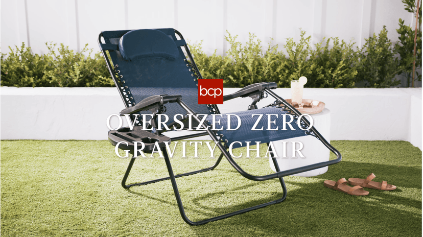 Best Choice Products Oversized Zero Gravity Chair, Folding Outdoor Patio Lounge Recliner w/Cup Holder Accessory Tray, Pillow - Gray