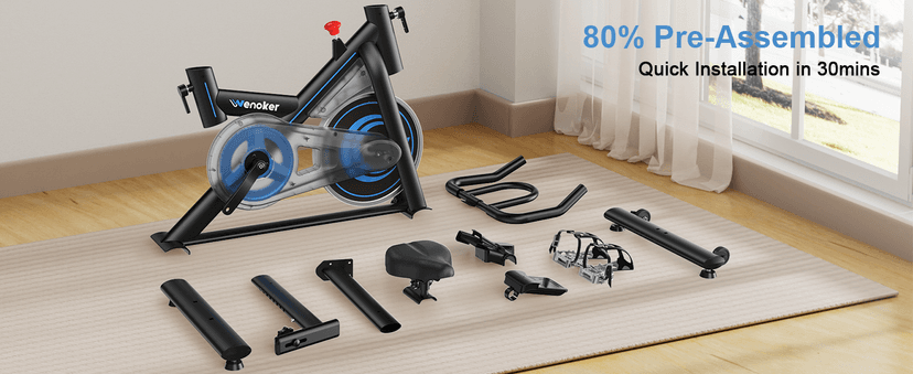 Exercise Bike for Home – 350LB Magnetic Resistance Indoor Cycling Bike, Silent Stationary Spin Bike with App Sync, Adjustable Seat, LCD Monitor, Smooth & Quiet for Cardio Workout