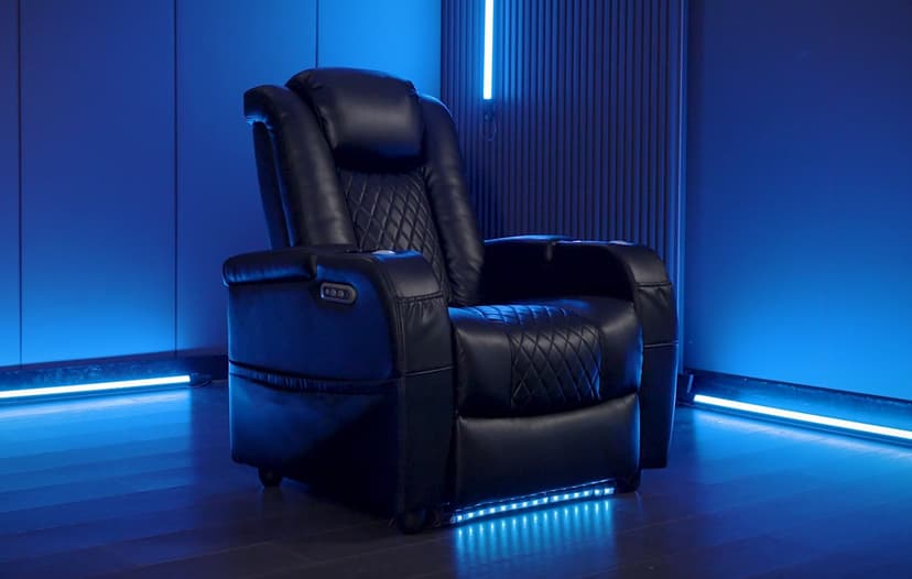 Airadlis Home Theater Seating Seats Dual Power Movie Theater Chairs Theater Recliner Sofa with 7 Colors Ambient Lighting, Lumbar Pillow, Side Pocket, Tray Table,Type-C USB Charge