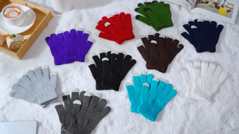 Handepo 50 Pairs Winter Gloves Bulk Knit Stretchy Warm Touchscreen Gloves Multicolor for Men Women Running Cycling Driving