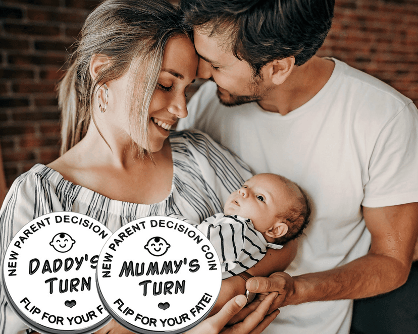 New Dad Mom Gifts Funny Decision Making Coin, New Baby Gift for Parent Mummy Daddy Pregnancy Women First Time to be Moms Dads Mother's Day Father's Day Gifts Double Sided