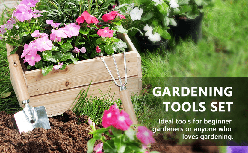 Rust-Resistant Steel Garden Tool Sets for Women, Men, Durable, Ergonomic Wooden Handle, Idea for Planting Work Grenebo Heavy Duty Gardening Tools with Handbag, Gardening Gifts for Women B09F9C3KFS