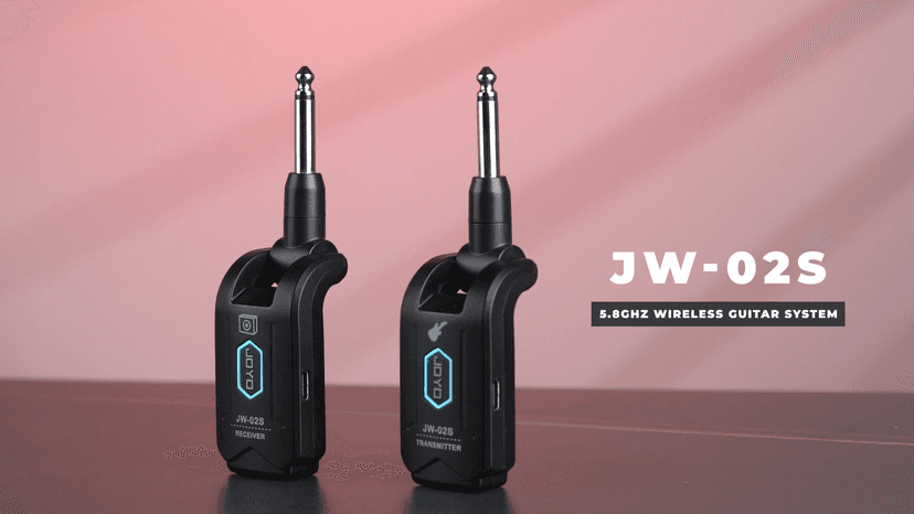 JOYO 5.8GHz Wireless Guitar System Wireless Guitar Transmitter Receiver Rechargeable Audio with 4 Signal Channels for Electric Guitar Bass 20M (JW-02S)