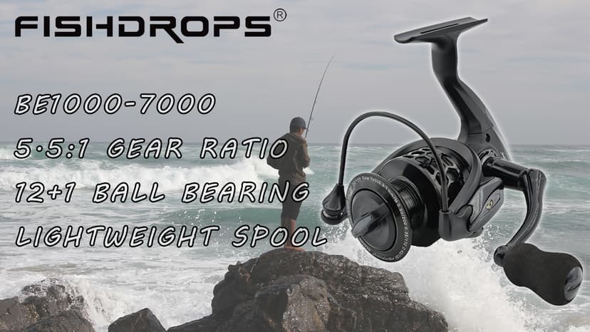 Fishdrops Spinning Fishing Reels 12+1BB Ultra Lightweight Carved Aluminum Spool Reels Affordable Smooth Spinning Reels